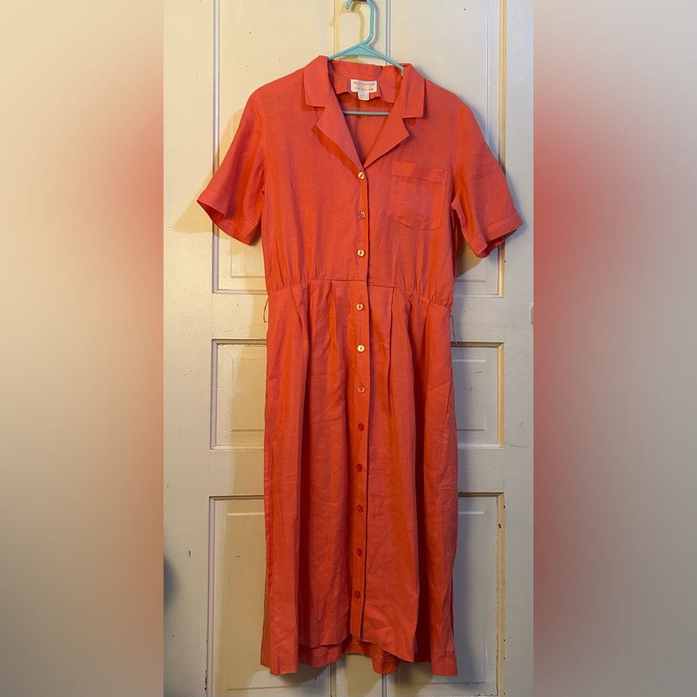 Brooks Brothers Coral Button-Front Shirt Dress